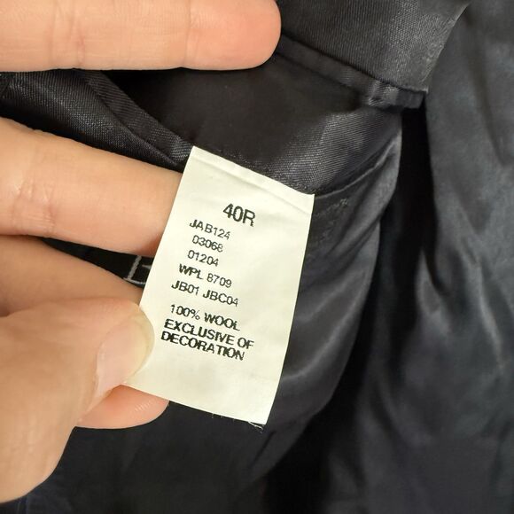 Jos A Bank 100% Wool Blend Men's 40R Black Striped 2 Button Front Dry Clean - Picture 8 of 11